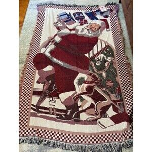 NWT The Rug Barn Throw Blanket Surprise Santa Claus DOG BITING Christmas 46x67